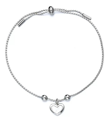 Pulsera Corazon Ajustable Enchapada Plata 925