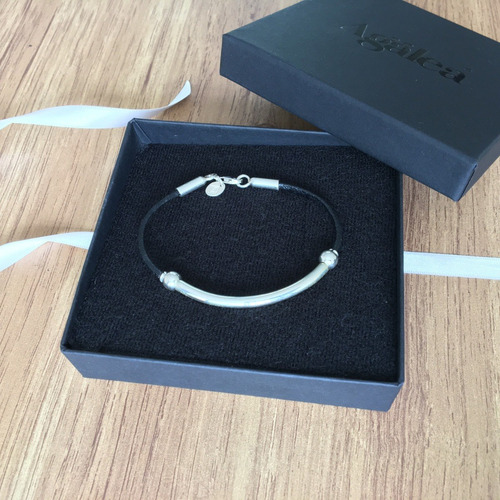 Imagen 8 de 10 de Pulsera De Piel Con Plata 925 Para Hombre De Agálea Joyería