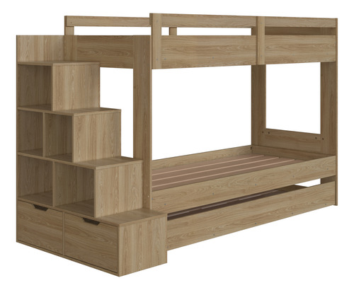 Cucheta Infantil Con Escalera De Boxes Y Cama Auxiliar Marrón