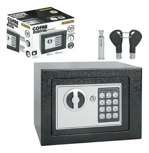 Cofre Digital Eletrônico Com Teclado E Chave - Preta Cor Preto