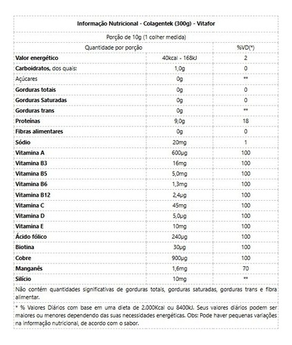 Colagentek (300g) Collagen Colágeno Vitafor - Maçã Verde Maçã Verde