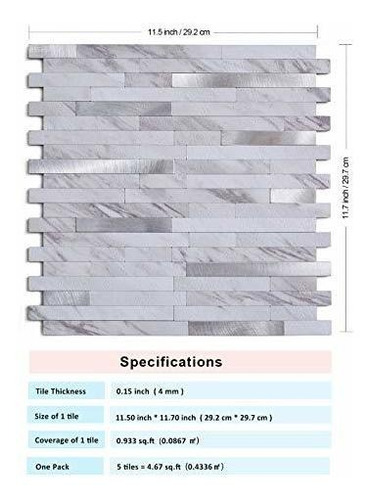 Paneles 5 Losetas 11.5 × 11.7 Azulejo Para Salpicaduras