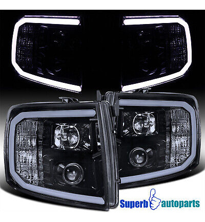 Fits 2007-2014 Silverado 1500 2500 3500 Black Smoke Proj Aai