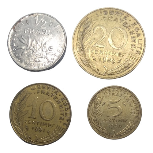  Monedas Francia De 1/2 Franco A 5 Céntimos 4 Pzas Envio $60