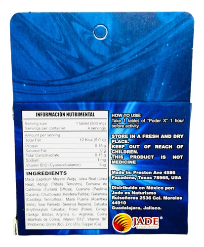 8poder X Man Tabletas Pastilla Azul Vigo-rizante +retardante