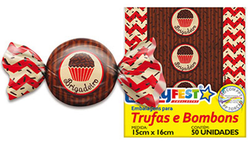 Embalagem Para Trufa Bombom Decorado Chocolate 15x16 C/100un Cor Brigadeiro