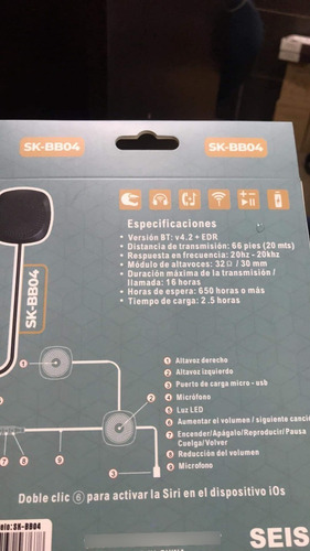 Auriculares Inalámbricos Sk-bb04 Para Casco