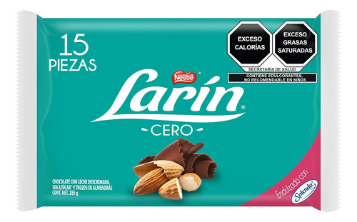 15 Chocolates Larin Cero Con Trozos De Almendra Diabeticos