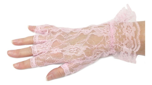 Guantes De Medio Dedo Hasta La Muñeca Lace Luxe, Rosa