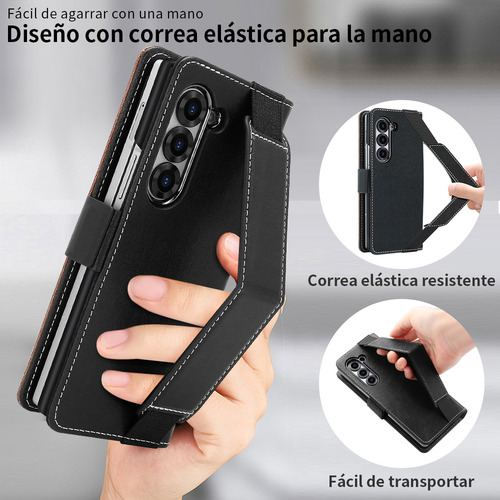 Funda De Piel Con Ranura Para Tarjetas Y Tapa Para Samsung Fold 5 6