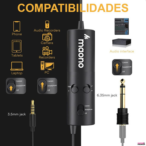 Microfono Lavalier Condenser Camara Celular Pc Tablet Maono