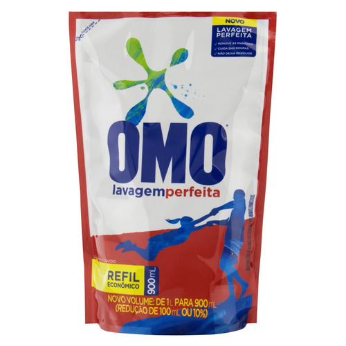 Imagem 2 de 4 de Omo Sabão Líquido Lavagem Perfeita Sachê 900ml Refil