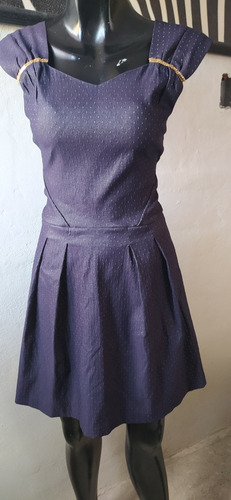 Vestido Tableado Mexclilla Talla Ch/m. Acinturada Helen 