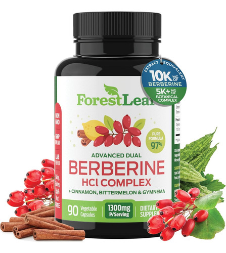 Suplemento De Berberina De 1300 Mg Por Porción, 97% Probado Sin Sabor