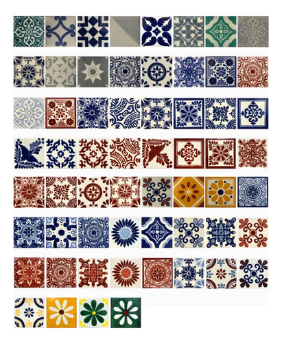 Azulejo 10.5cm Artesanal Tipo Talavera Liso 90pz #acls