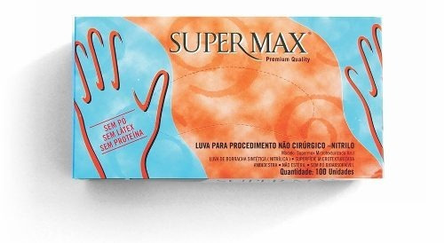 10 Cx Luva Nitrílica Supermax Azul - Tamanho M