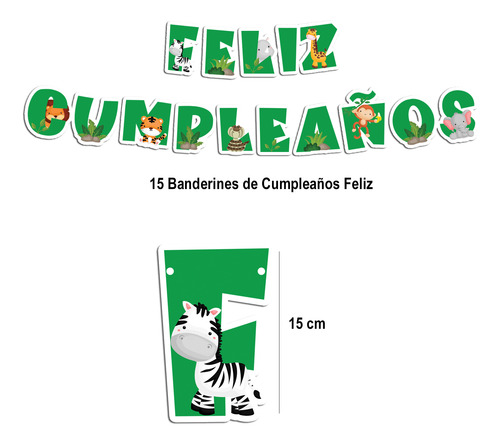 Decoración Cumpleaños Completo Globos Animales Selva