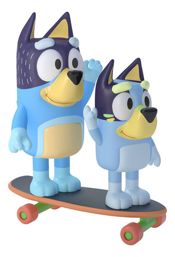 Bluey - Skateboarding: Figuras De Bluey Y Papá De 2,5 - Paq