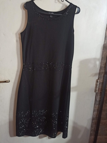 Vestido Lu By Lolita Tipo Jackie  Negro M Con Piedritas Negr