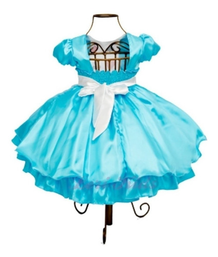 Imagem 2 de 2 de Vestido Luxo Infantil Alice No País Das Maravilhas + Tiara