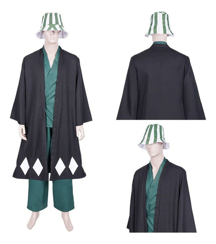 Disfraz De Bleach Urahara Kisuke Con Sombrero Para Cosplay