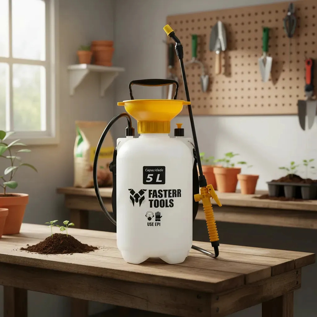 Pulverizador De Pressão Manual Agrícola 5l Jardim Fasterr Cor Branco 9