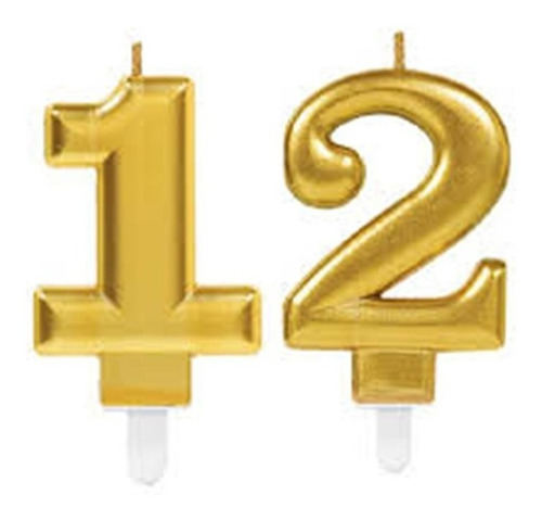 2pz Vela Velita Numero Numerica # Oro Dorado Col Metalico Am