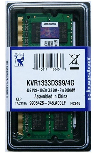Memoria Ram Ddr3 4gb Pc3-10600/1333 Kingston Laptop