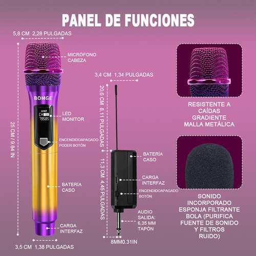 Micrófono Mic-108 Inalámbrico Profesional Karaoke Kit 2pcs