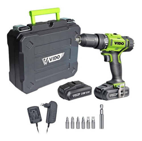 Imagen 1 de 8 de Taladro Inalámbrico Percutor Vido 21v C/ Maleta Y Accesorios