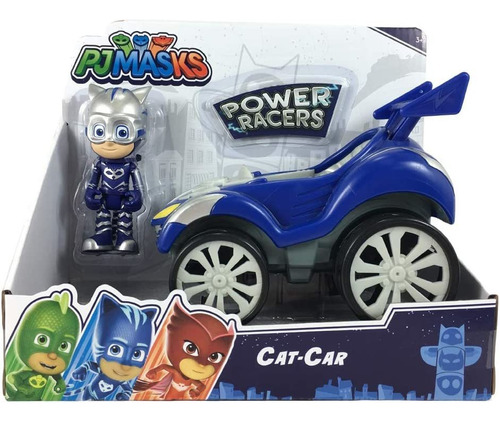 Pj Masks Power Racers Vehículos, Figura De Gato Articulada Y