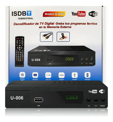 Decodificador De Tv Digital Full Hd 1080p Real Lcd,plasma Color Negro