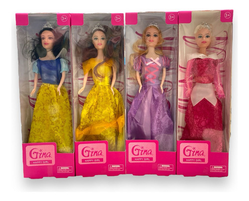 Muñeca Princesa Gina Bella, Blanca Nieves, Rapunzel, Barbie