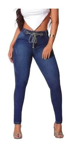 Calça Jeans Feminina Cós Alto Afina Cintura