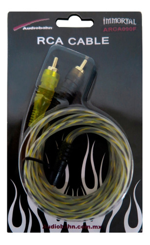 Imagen 2 de 3 de Cable De Audio Auxiliar Plug 3.5 A Rca 90cm Audiobahn Arca09