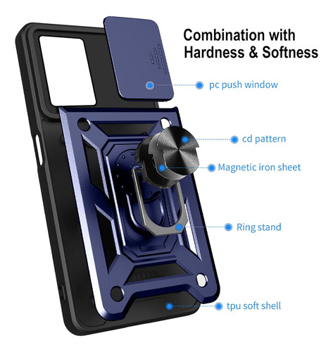 Funda Para Oppo A57/a77 Uso Rudo Cámara Carcasa+mica Azul Oppo A57 4g/5g/ A77 4g/5g/ A57e 4g / A57s 4g