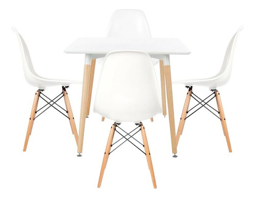 Juego Comedor Eames Mesa Cuadrada 80cm + 4 Sillas Eames