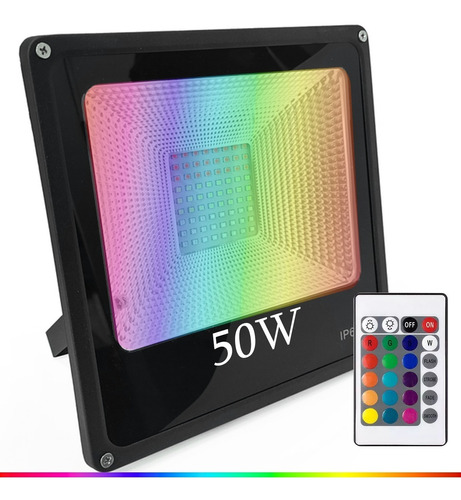 Reflector Led Rgb 50w Control Exterior Impermeable Ip66