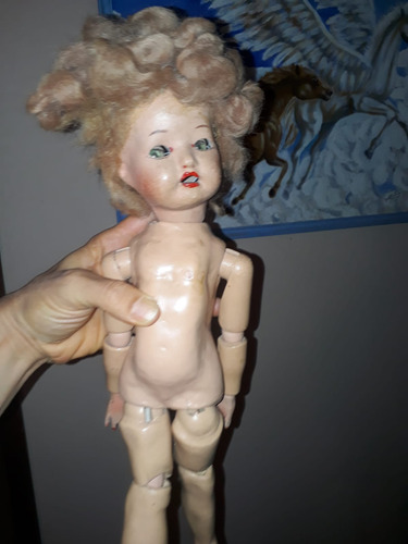 Muñeca Antigua Articulada Cartón Piedra