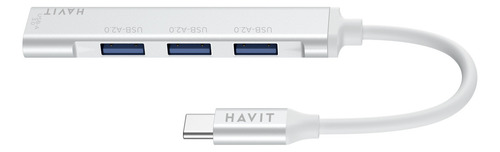 Hub Multipuestos Havit Aluminio Usb3.0 4 Puertos Color Blanco