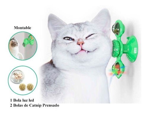 Imagen 2 de 5 de Juguete Antiestrés Cepillo Diente Pelo Gato Con Luz + Catnip