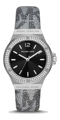 Reloj Michael Kors Lennox Mk7309 Color Plateado E-watch Color del fondo Negro
