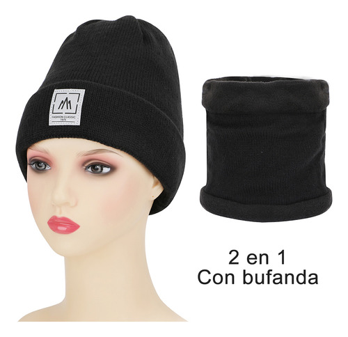 2 En 1 Gorro Bufanda Cm-top Gorro De Punto Con Bufanda Cálida De Invierno Unisex