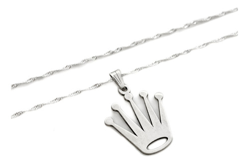 Cadena Y Dije Corona Plata 925 Plata 925 55 Cm