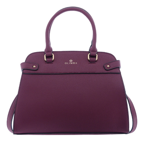Bolsa Satchel Olimba Para Dama Mediano 9928 Morado Lisa Oro