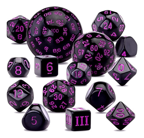 Juego De Rol Dados Austor Negro Y Púrpura