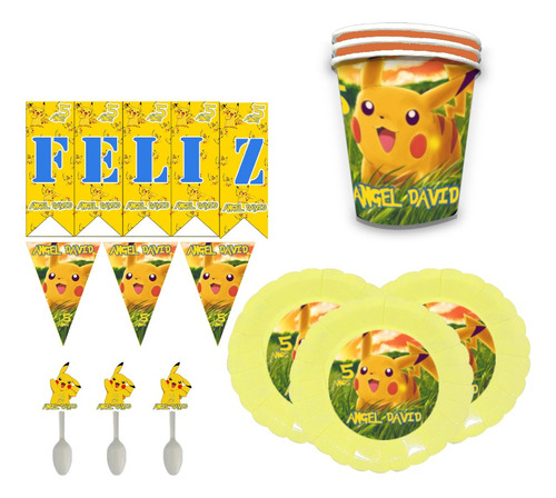 Decoración Personalizado Pikachu Para Fiestas