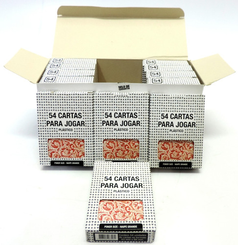 Caixa Baralho 12 Copag 54 Cartas Poker Plastico Naipe Grande