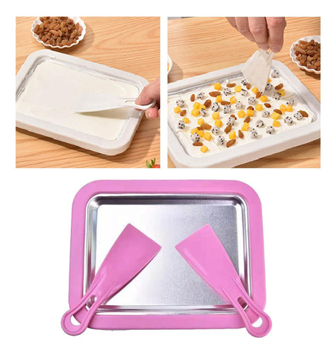 Mini Heladera Con 2 Espátulas Frozen Yogurt Freezer Rosa