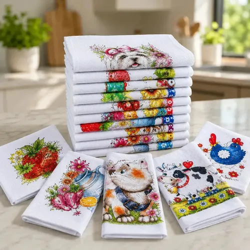 Reusando Mudanças Individuais Kit Com 10 Panos De Prato De Algodão Estampado Gran